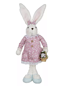 Coelho De Páscoa Fêmea Com Vestido Florido 62 Cm