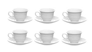 Jogo Xícara Café Cafezinho 65 ml Asdra Porcelana Branca