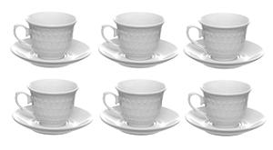 Jogo Xícara Café Cafezinho 65 ml Anne Porcelana Branca