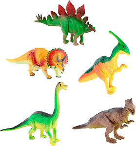 Dinossauro Kit com 05 Mini Dino Vinil Macio BBR