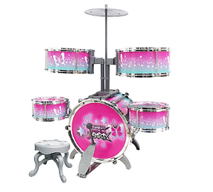 Instrumento Musical Infantil Bateria Rock Star Rosa