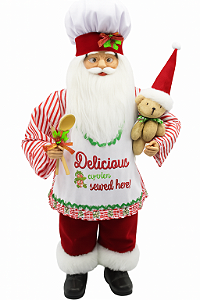 Papai Noel Confeiteiro com Touca Avental e Ursinho 50 cm