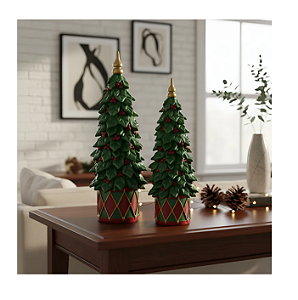 Mini Árvore de Natal em Resina Verde - Kit c/ 02 Unidades