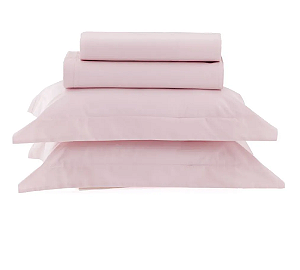 Jogo Cama Casal 100% Algodão Percal 200 Fios Rosê Kacyumara