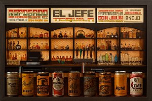 Quadro Decorativo "EL JEFE TEQUILA" Estilo Retrô para Barzinho