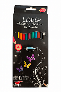 Caixa Lápis De Cor Redondo Plástico 12 Unid Vmp