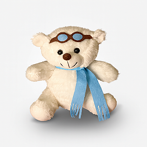 Pelúcia Urso Ursinho Aviador 17 cm Sentando Decoração W.U