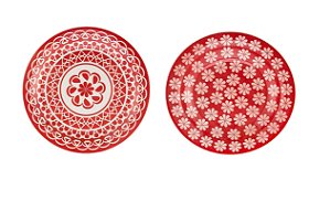 Kit Prato Raso + Prato Fundo Cerâmica Renda Oxford