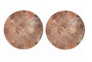 Prato Sobremesa Terrazzo 20 cm Cerâmica Oxford kit 02 Unid