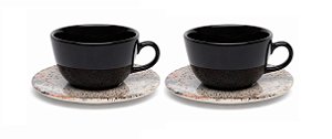 Xícara Chá Café c/ Leite 200 ml Terrazzo Oxford Kit 02 Unid