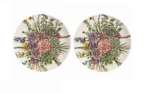 Prato Raso Jantar Bothânica 26 cm Cerâmica Oxford 02 Unid