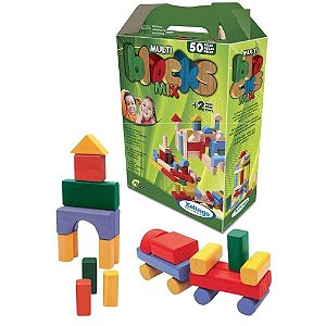 Kit Blocos Infantil Bolsa Com 180 Peças Grandes - Maptoy