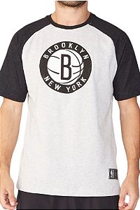 Camiseta NBA Estampada Brooklyn Nets Cinza Mescla