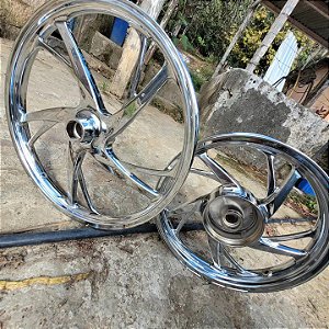 RODA CROMADA PÉ DE GALINHA PARA POP - FREIO A DISCO OU LONA