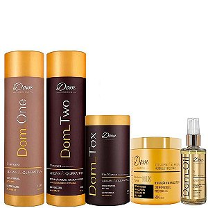 Kit Progressiva Dom Two e Btox Dom Tox + Máscara + Oil Argan