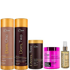 Kit Escova Progressiva Dom Two + Btox Dom Tox + Máscara Nutritive e Oil Argan