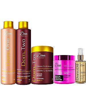 Kit Escova Progressiva Dom Two + Btox Dom Tox + Máscara Nutritive e Oil Argan