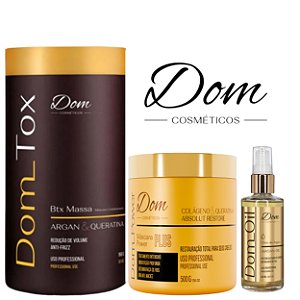 Kit Btox Dom Tox e Oil Argan 60 ml e Máscara Power 500g