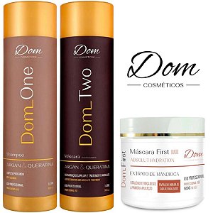 Kit Escova Progressiva Dom Two Mais Máscara Dom First Extrato de Mandioca