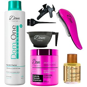 Progressiva Dom One Organic 1L e Máscara Nutrição 500g