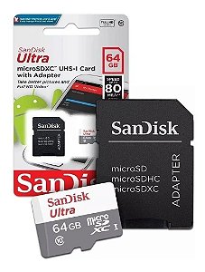 Cartão De Memória Original Micro Sd 64gb Sandisk Ultra 80mbs Class 10