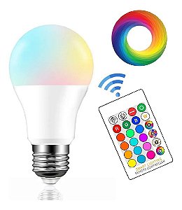 Lampada Led Bulbo Colorida 7w Bivlt Controle Remoto