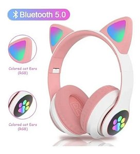 Fone gatinho Roso fone bluetooth infantil Fone de ouvido de