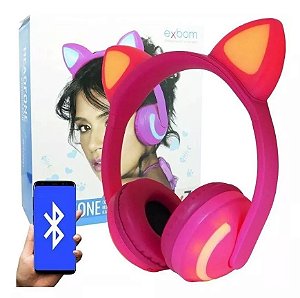 Fone De Ouvido Headphone Orelha De Gato Bluetooth P2 Led