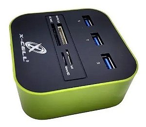 Hub E Leitor De Cartão 3 Portas Usb + 4 Portas Cartão Xc-hub-8 Flex