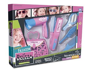 Kit Beleza Fashion 6 Peças Moda Infantil Secador Bolsa Rosa