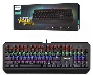 Teclado Philips G413 Momentum Mecânico Luminoso RGB Gamer