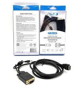 Cabo VGA Para HDMI ou HDMI Para VGA 1.80M Chip Embutido Com Áudio IT-BLUE LE-6620