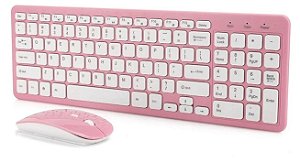 KIT Teclado e Mouse Silm Sem Fio 2.4 GHZ Rosa Xcell XC-CB-04