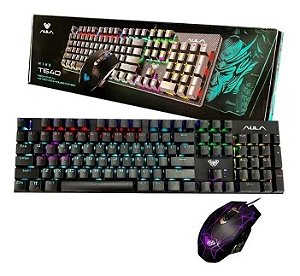 Kit Gamer Teclado Mecânico E Mouse 2400 Dpi Luminoso T640