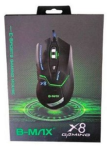 Mouse Gamer Com 6 Botões Gaming PRO Rgb Dpi 3200 Bmax X8