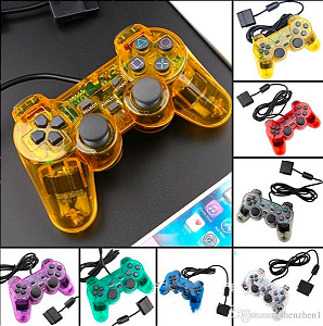 Controle Ps2 Transparente colorido