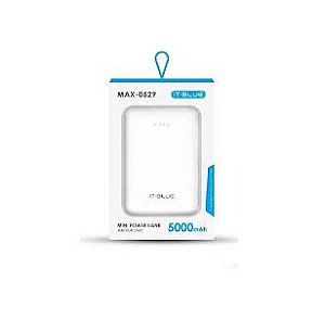 MAX-0529 - Carregador Portátil 2x USB - 5.000mAh - (It Blue) - Branco