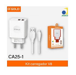 Carregador Rápido 3.1A 2 USB V8 A'Gold CA25-1