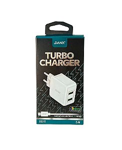 Carregador Duplo Turbo Charger 2.4A c/ Cabo Tipo-C Danx DC21T