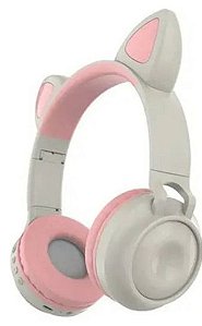 Loijon ZW-028 Fone de ouvido sem fio Bluetooth Brilhante com orelha de gato - cinza