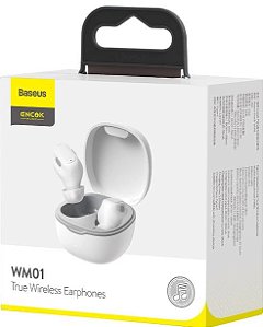 Fone de ouvido Bluetooth 5.0 TWS Baseus Original branco WM01 V5.3