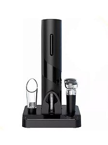 Kit Abridor De Vinhos Elétrico Saca Rolhas A Pilha Com Base