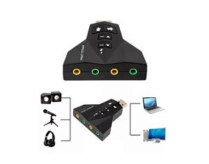 Placa De Som Usb Usb Adaptador Áudio 7.1