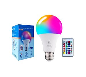 Lâmpada LED Bulbo 10W controle remoto infravermelho Luz colorida RGB - COIBEU ZND-510
