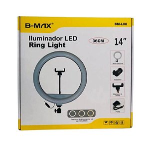 RING LIGHT 14 POLEGADAS COM FONTE + TRIPE DE 2.1M B-MAX BM-L08