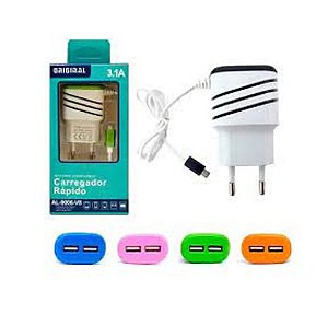 Carregador Smart V8/Micro usb Rápido 3.1a 2-usb