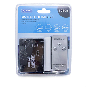 Switch Hdmi 3x1 Com Controle Remoto Knup Kp-3464