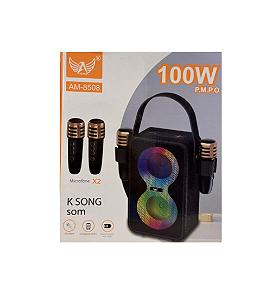 Caixa de som Karaoke Família KTV 10W Com 2 Microfones Sem fio ALTOMEX AM-8508