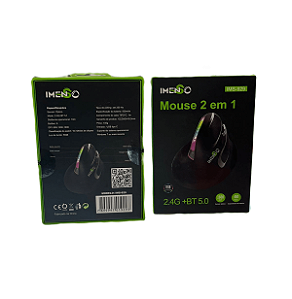 Mouse Vertical 2 em 1 RGB Sem Fio 1600DPI 480mAh 2.4G - Imenso IMS-929