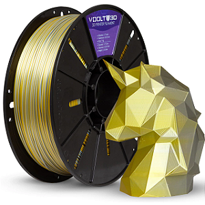 Filamento PLA Duo Color Alumínio e Dourado V-Silk High Speed Premium - 1Kg